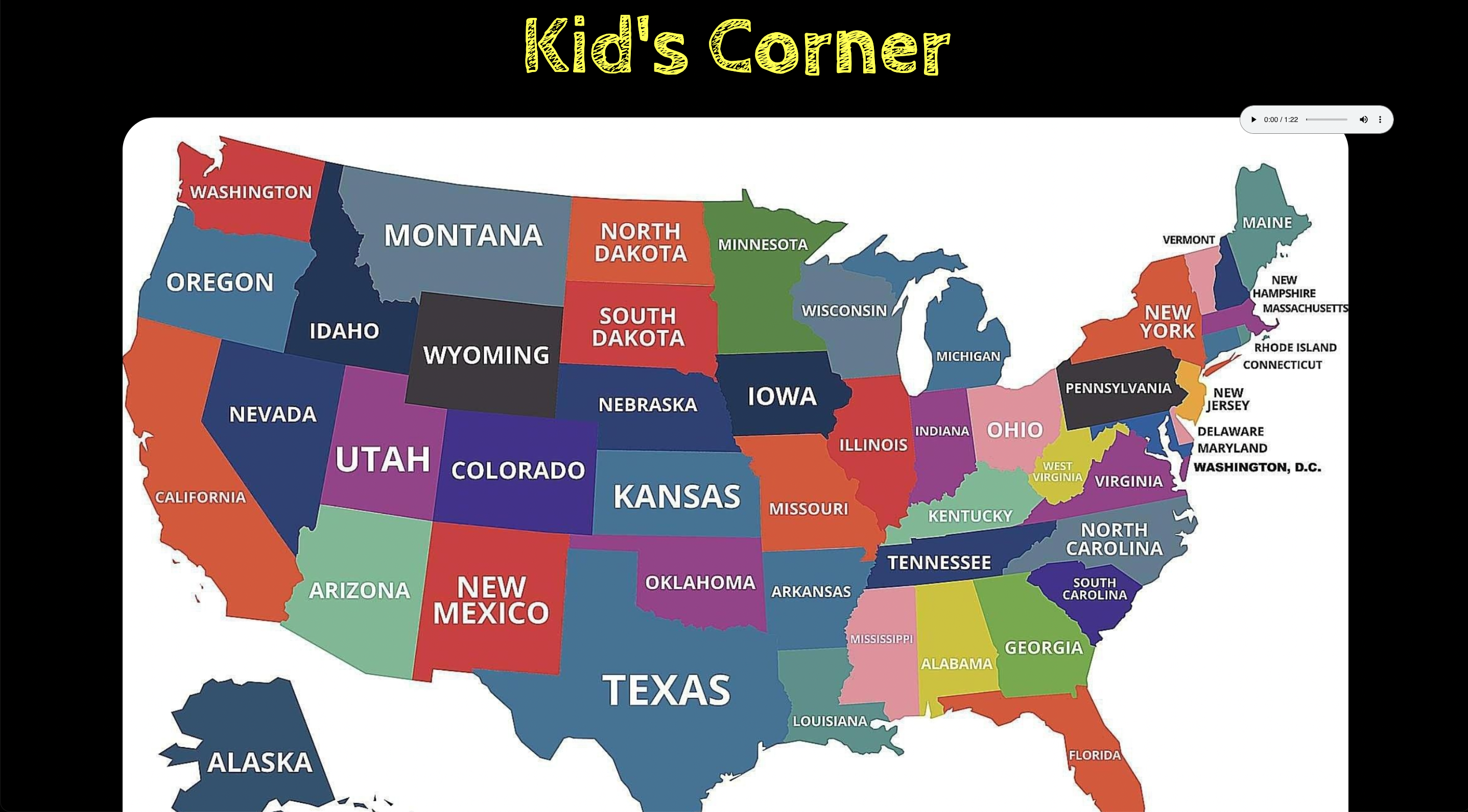 This is a preview of the Kid's Corner landing page.